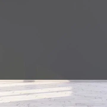 Empty dark gray wall in a room with sunlight through the window 3d render i.. Stock Illustration