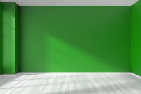 Empty dark green room wall and white floor Illustrazione stock