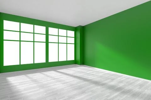 Empty dark green room with white floor and window Stock-Illustration