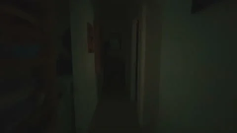 Empty dark hallway in the house Stock Footage