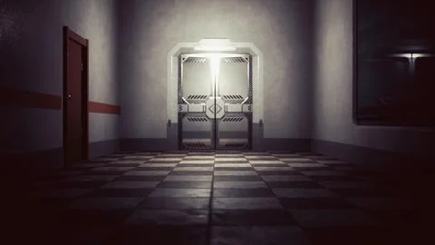 Empty dark hospital laboratory corridor Stock Illustration