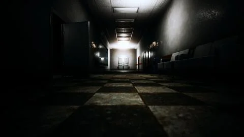 Empty dark hospital laboratory corridor Stock Illustration