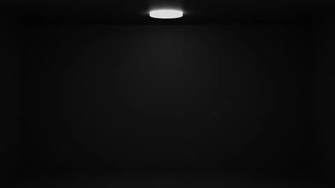 An empty dark room with a ceiling light and downlighting for lighting, renova Stock Illustration