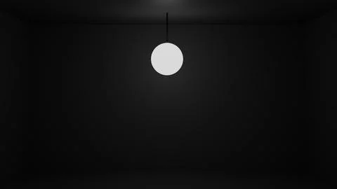 An empty dark room with a ceiling light and downlighting for lighting, renova Stock Illustration