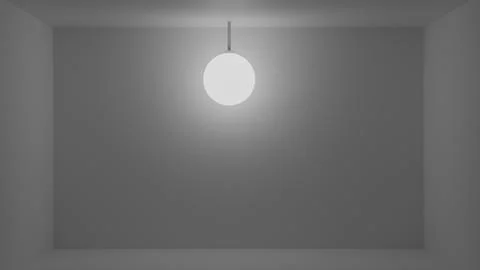 An empty dark room with a ceiling light and downlighting for lighting, reno.. Stock Illustration