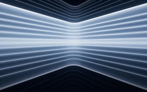 Empty dark room with glowing lines effect, 3d rendering. Ilustración de archivo