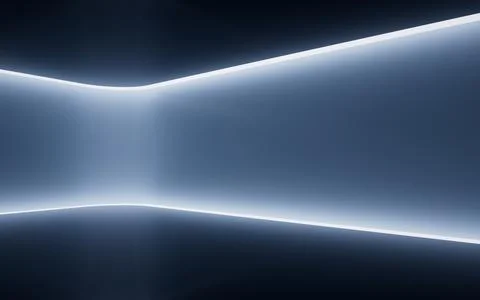 Empty dark room with glowing lines effect, 3d rendering. Ilustración de archivo