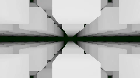 Empty Dark Space of Hovering 3d White Cubes Stock Footage 139716323