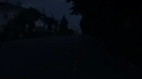 An empty dark street in Ukraine, camera zooming in Stock Footage 312219094