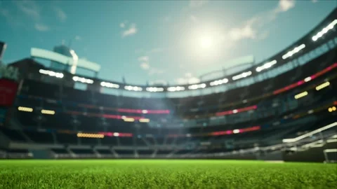 Empty daytime baseball and cricket arena in a sunlight 3d render 4k video Stock Footage 163835654
