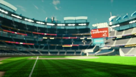 Empty daytime baseball and cricket arena in a sunlight 3d render 4k video Stock Footage 163836031