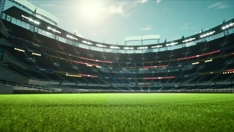 Empty daytime baseball and cricket arena in a sunlight 3d render 4k video Stock Footage 163837138
