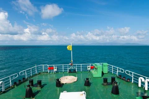 Empty deck of a big sea ferry Stock Photos