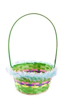 Empty decorative wicker basket Stock Photos