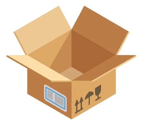 Empty delivery box. Open cardboard package icon Ilustración de archivo