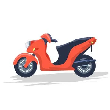 Empty delivery courier motorcycle or scooter. Flat and solid color cartoon style Stock Illustration