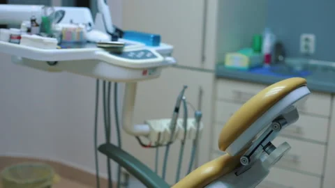 Empty Dentist Chair,Dental working tools Stock-Footage 139537657