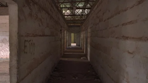 Empty derelict spooky hallway Stock Footage 311396198