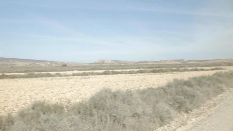 Empty desert landscape around an isolated wild road. Panorama. Sunny summer, Stock Footage 110770660