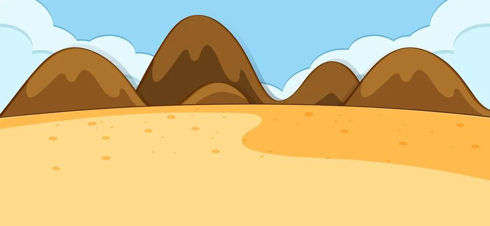 Empty desert nature scene in simple style Stock Illustration