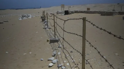 Empty Desert Next To The Tomb Of Ti In Saqqara, Egypt Stock Footage 158224624
