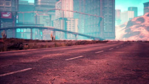 Empty desert road in the middle sand dunes Video stock 233207563