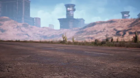 Empty desert road in the middle sand dunes Stock Footage 235155688