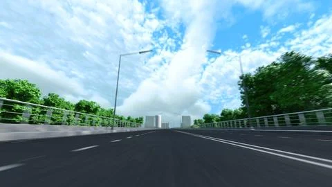 Empty desert road. Very fast driving. Realistic high quality 3d rendering 스톡 일러스트