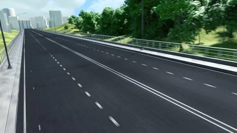 Empty desert road. Very fast driving. Realistic high quality 3d rendering 스톡 일러스트