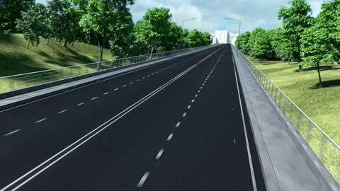 Empty desert road. Very fast driving. Realistic high quality 3d rendering Stock Illustration