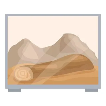 Empty desert terrarium with log and mountains background Stock Illustration