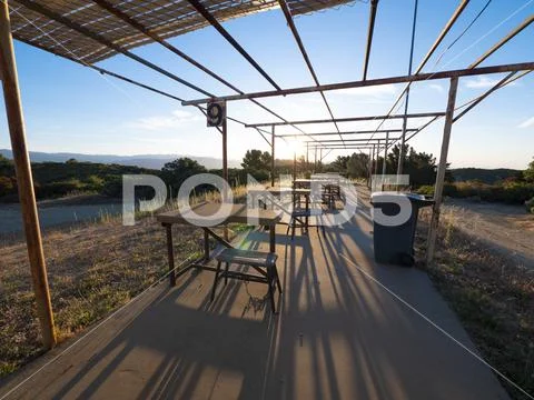 Empty Deserted Outdoor Shooting Range Bays Stock Photos