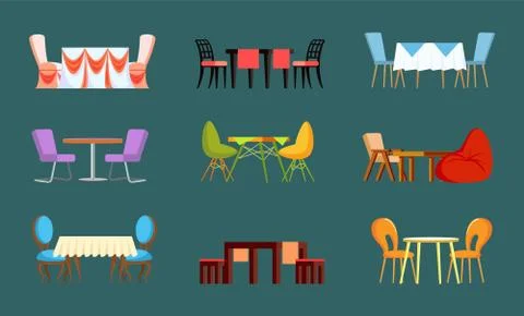 Empty Design View of Table with Chairs Vector Illustrazione stock