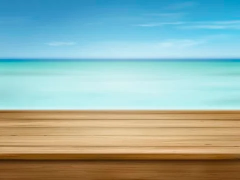Empty desk and ocean Stock Illustration