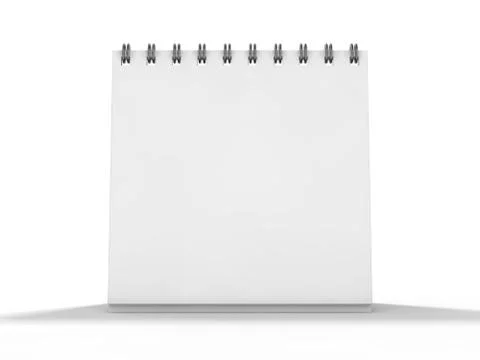 Empty desk calendar on table. Mockup design concept. 3D Stock Illustration