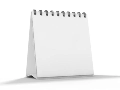 Empty desk calendar on table. Mockup design concept. 3D Stock Illustration