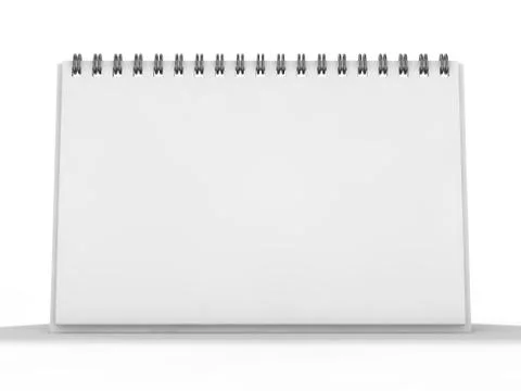 Empty desk calendar on table. Mockup design concept. 3D Stock Illustration