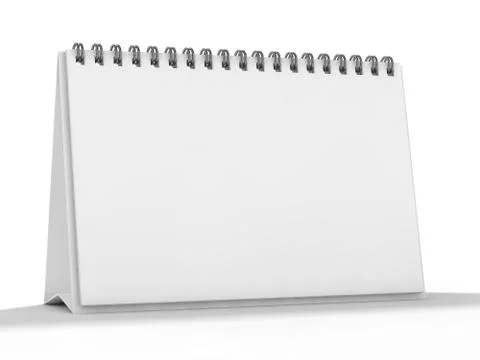 Empty desk calendar on table. Mockup design concept. 3D Stock Illustration