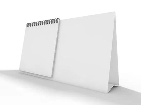 Empty desk calendar on table. Mockup design concept. 3D Stock Illustration