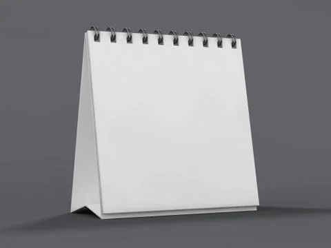 Empty desk calendar on table. Mockup design concept. 3D Stock Illustration