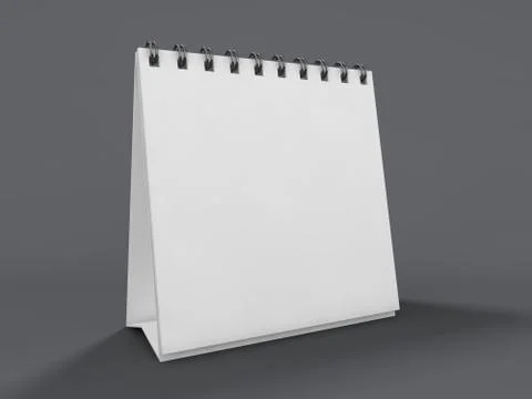 Empty desk calendar on table. Mockup design concept. 3D Stock Illustration