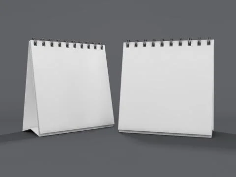 Empty desk calendar on table. Mockup design concept. 3D Illustrazione stock