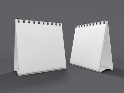 Empty desk calendar on table. Mockup design concept. 3D Stock Illustration