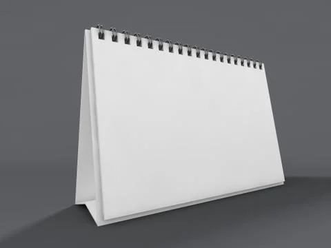 Empty desk calendar on table. Mockup design concept. 3D Stock Illustration