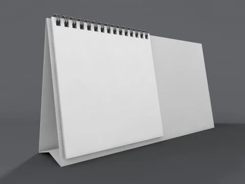 Empty desk calendar on table. Mockup design concept. 3D Stock Illustration