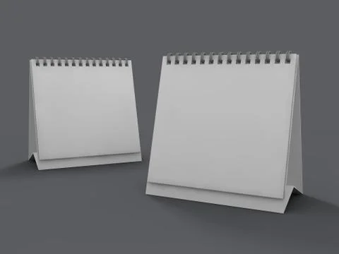 Empty desk calendar on table. Mockup design concept. 3D Stock Illustration