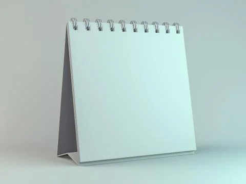 Empty desk calendar on table. Mockup design concept. 3D Illustrazione stock
