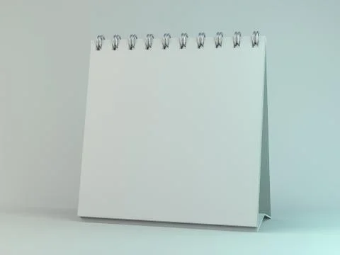 Empty desk calendar on table. Mockup design concept. 3D Illustrazione stock