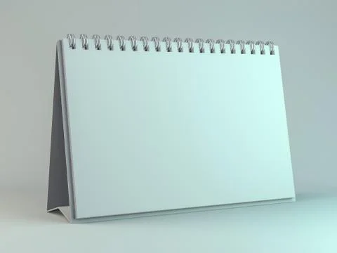 Empty desk calendar on table. Mockup design concept. 3D Stock Illustration