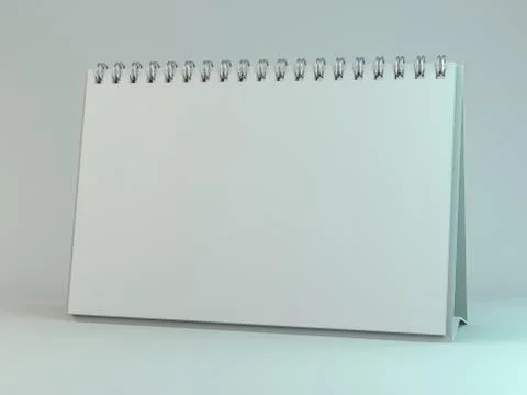 Empty desk calendar on table. Mockup design concept. 3D Illustrazione stock